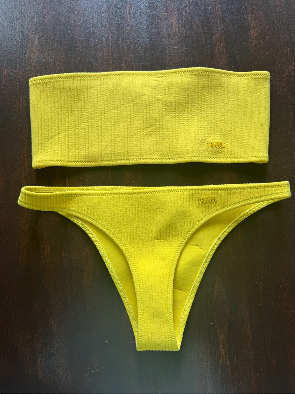 triangl swimwear neoprene yellow bikini set